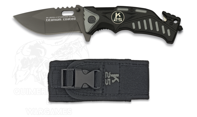 Navaja FOS negra y gris mas funda H8.7cm K25