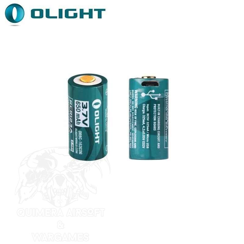 Alternative view of Bateria 16340 RCR123a 3.7V 650mAh Recargable por Micro-USB y Cable Olight