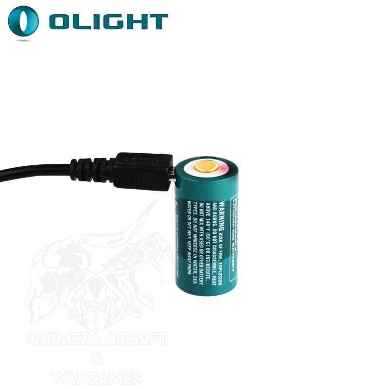 Bateria 16340 RCR123a 3.7V 650mAh Recargable por Micro-USB y Cable Olight
