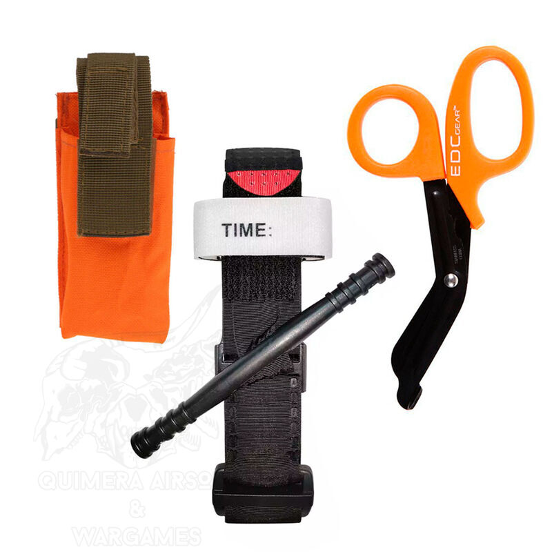 Kit de Torniquete mas Tijeras tácticas y Pouch - Naranja
