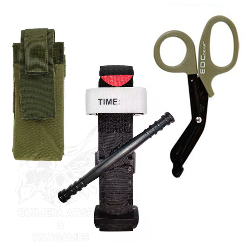 Kit de Torniquete mas Tijeras tácticas y Pouch - OD