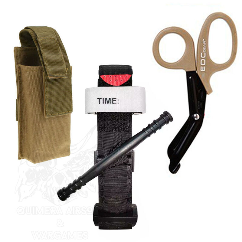 Kit de Torniquete mas Tijeras tácticas y Pouch - Tan