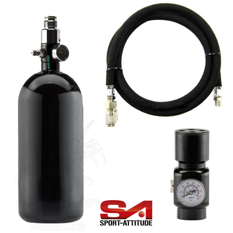 Sport Attitude Pack completo HPA - Botella 0,8L + Preset + Regulador HPA + Linea reforzada US - Negro