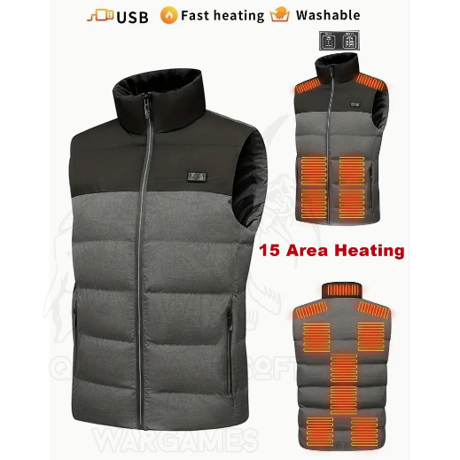 Chaleco Calefactable recargable por USB - Negro-Gris