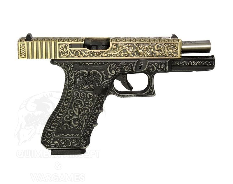 Alternative view of Glock 17 Etched metal version GBB WE Tech.