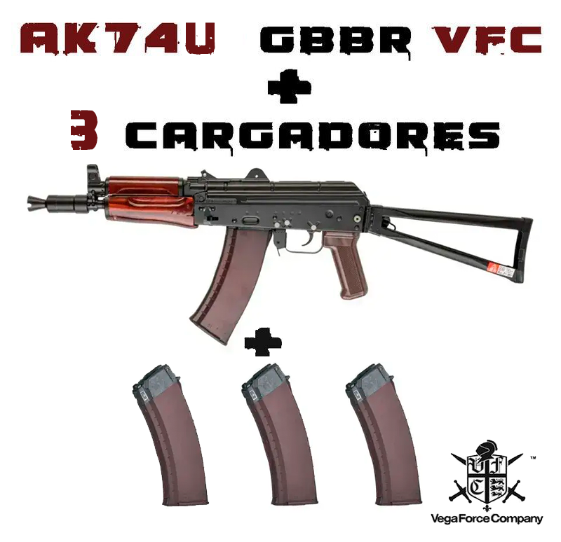 PACK AK-74U (AVS74U) GBBR y 3 Cargadores - VFC