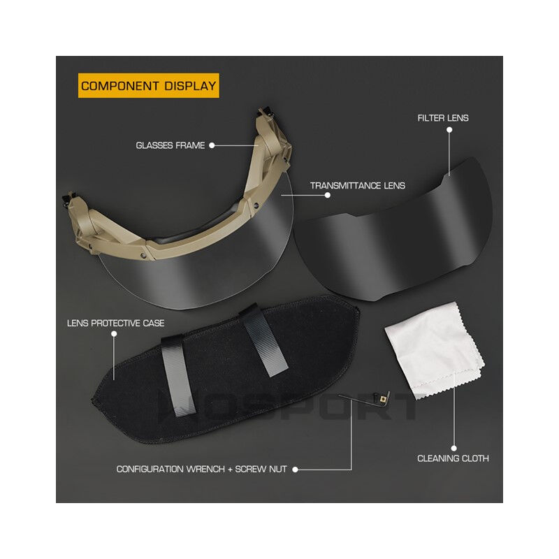 Visera Abatible para casco y 2 lentes WOSport - - Imagen 4