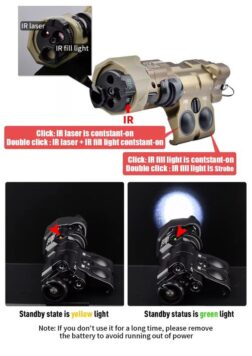 MAWL-C1 Gen3 Aluminium Version Luz Blanca/IR y Laser Rojo/IR - WADSN - Negro - Imagen 6