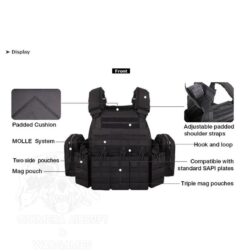 Chaleco Tactico tipo DCS Plate Carrier V2 y pack de pouches abiertos para 5.56 Yakeda - Imagen 7