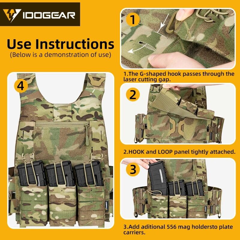 Pouch triple M4 tipo FERRO KTAR 556 IDOGEAR - Multicam - Imagen 9