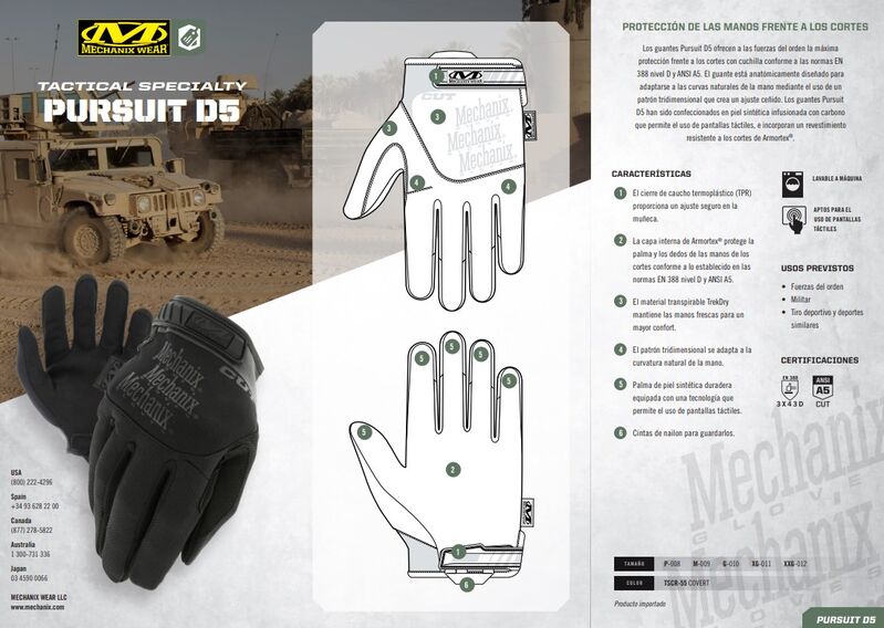 Guantes Pursuit CR5 Anticorte Lvl.5 Mechanix - Negro - Imagen 8