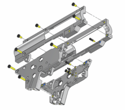 Carcasa Gearbox Split CNC V2 QSC 8mm M4 Standard Retro Arms - Imagen 4