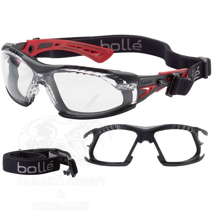 Gafa Rush+ lente transparente Bolle patillas rojas y kit cerrado