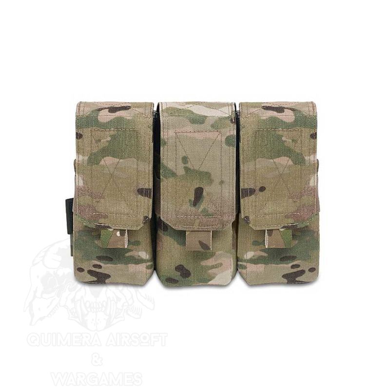 Triple Double Covered M4 5.56mm 6 Mags Pouch / Non Slip Retention Warrior - Multicam
