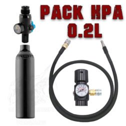 PACK Regulador HPA MINI + Manguera 1metro US + Botella HPA 0.2L con regulador DYE