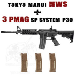 PACK M4 MWS Gas Blowback y 3 Cargadores T8 Tan - Tokyo Marui