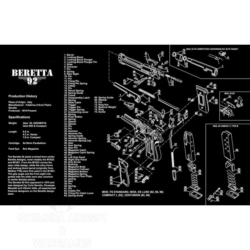 Tapete de Mecanica Pequeño - Beretta M92