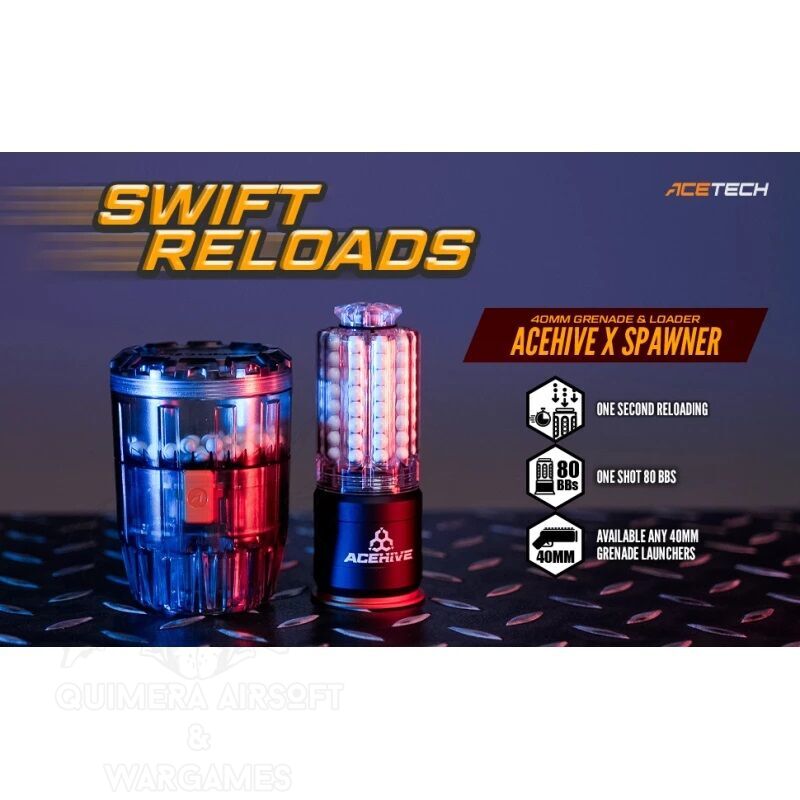 Pack Acehive 2 Granadas 40mm de 80bbs con Spawner Speedloader - Acetech - Imagen 9