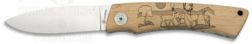 Navaja con cachas de madera con grabado de ciervos 8cm Albainox
