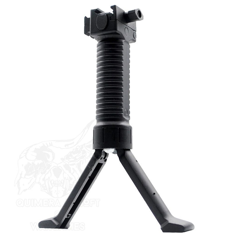 Grip vertical con rail y bipode retractil - Negro