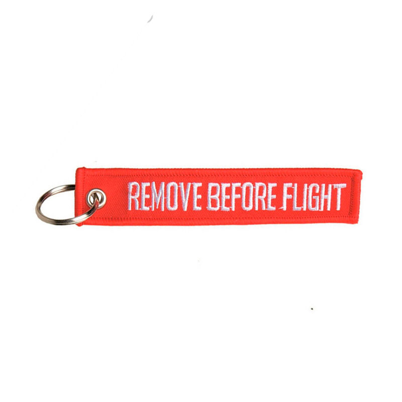 Llavero Cinta Tela Rectangular Remove Before Flight - Rojo