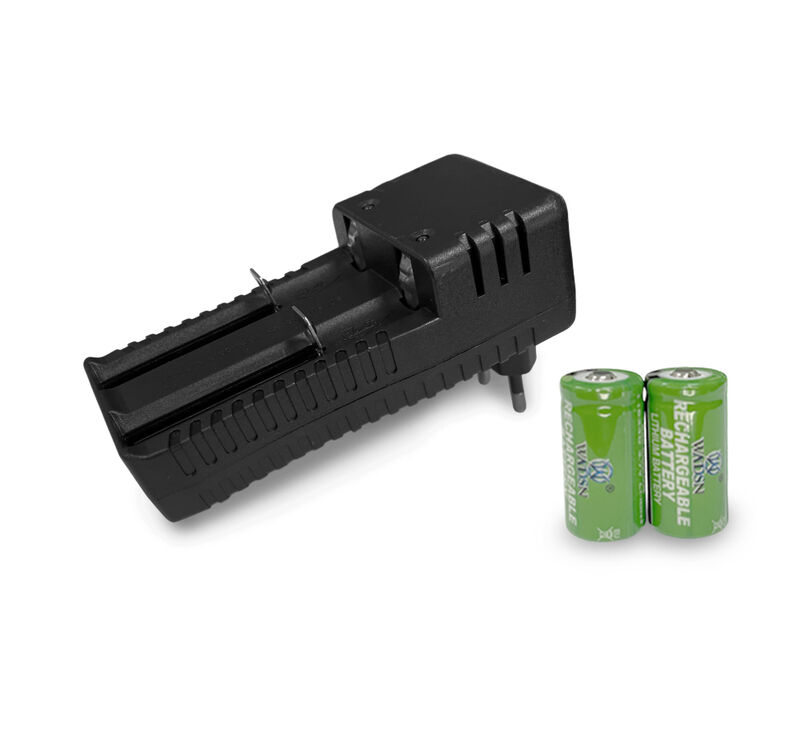 Cargador con 2 Baterias recargables 16340 CR123a 3.7V 700Mah WADSN