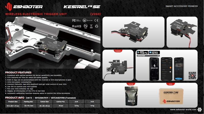 Alternative view of Gatillo Electronico Kestrel para V2 SE V050 Cableado Trasero - E-Shooter