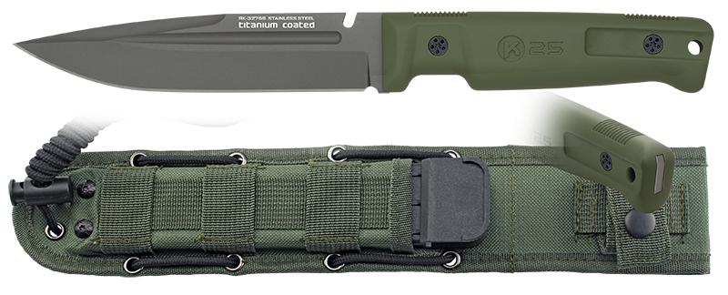 Cuchillo Táctico H15cm. con funda K25 - Verde